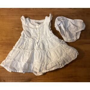 Koala Baby White Cotton Summer Dress Bloomers Sz 3 Mos Eyelet Boho Cottagecore
